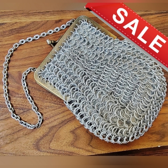 #Vintage #Bonwit #Teller #Magid Silver Chain Links Strap Evening Bag - Picture 1 of 7